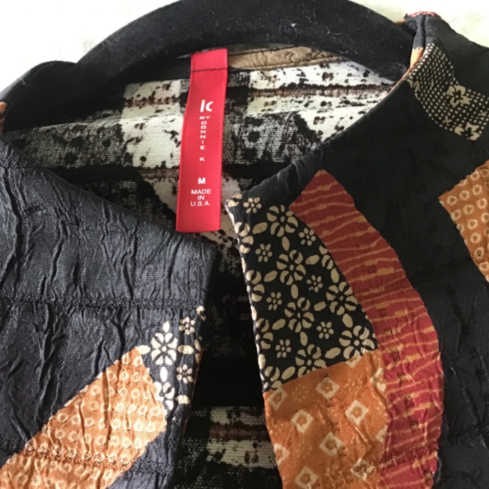 IC by Connie K Asian print short jacket one button closure size M - Picture 2 of 4